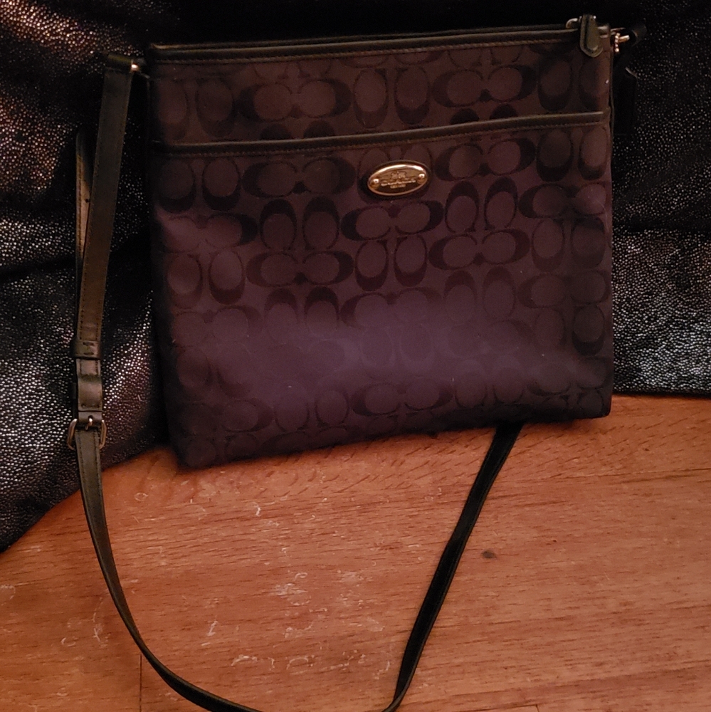 Black woven Coach bag